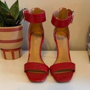 Express Red Croc-Patterned Heels